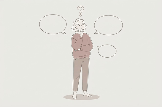 Illustration of a person surrounded by questions about sales opportunities.