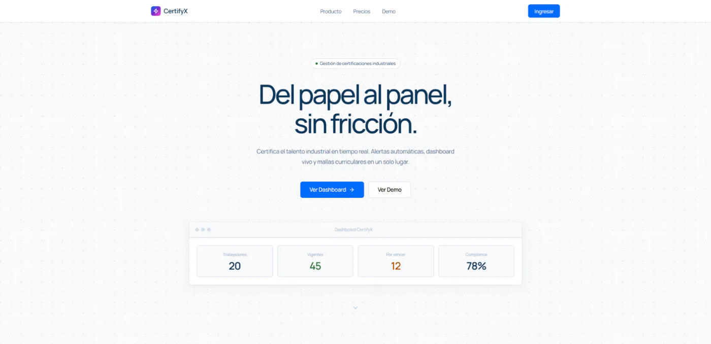 Vista previa de CertifyX